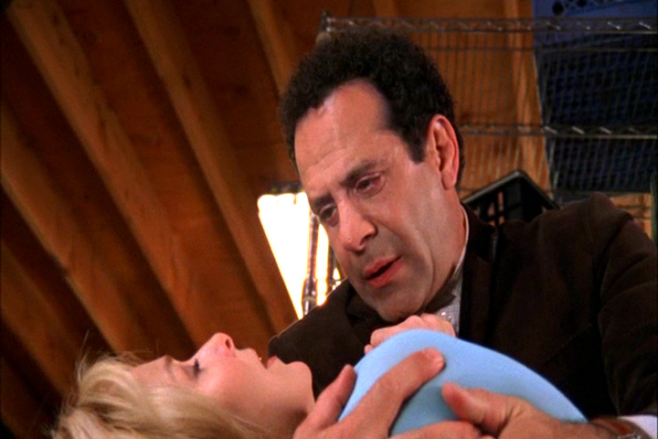 Adrian Monk holds the dying 'Trudy'