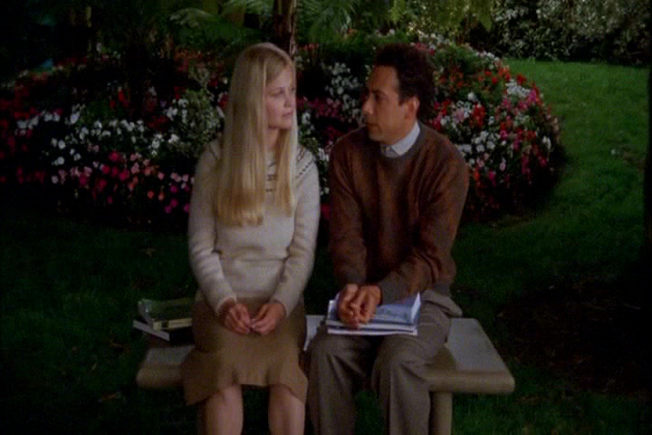Lindy Newton as college girl Trudy Ellison and Luiggi Debiasse as young Adrian Monk