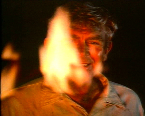 evil Andy Griffith laughing in the flames