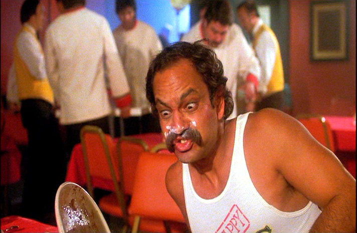 Cheech Marin with a snoot full of coke