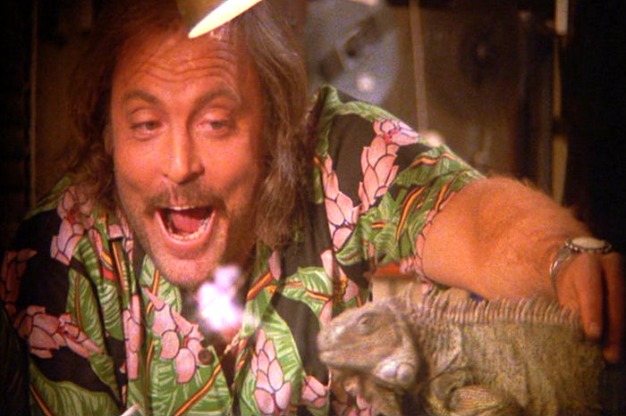 Stacy Keach smoking a joint with a sexy lizard