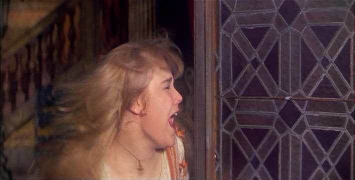 terrified Natasha Pyne as baby sister Bianca in the 1967 movie Taming of the Shrew