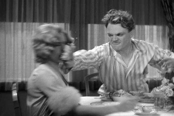 Note the juice flying through the air as James Cagney shoves the grapefruit into Mae Clark's face