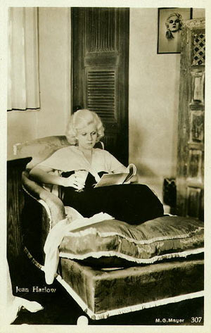 Jean Harlow studies her script