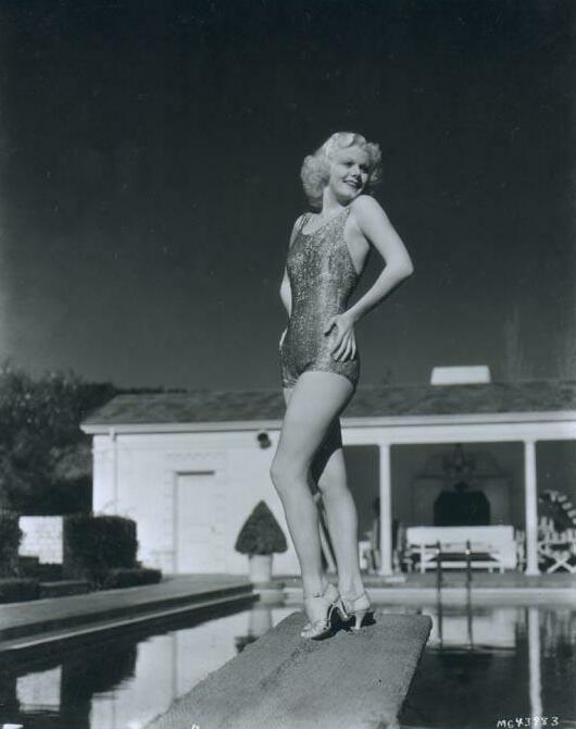 Jean Harlow on a diving board