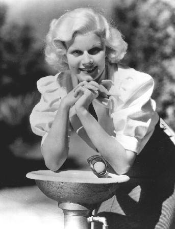 Jean Harlow at drinking fountain