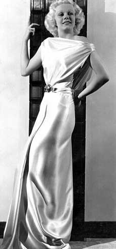 Jean Harlow in white silk dress