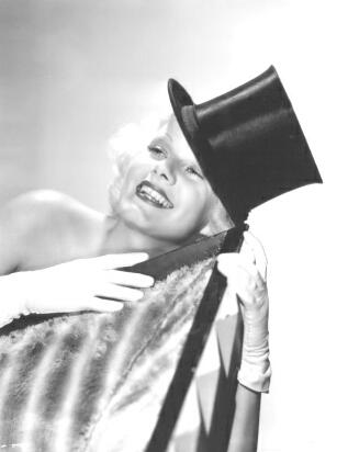 Jean Harlow wearing a tophat
