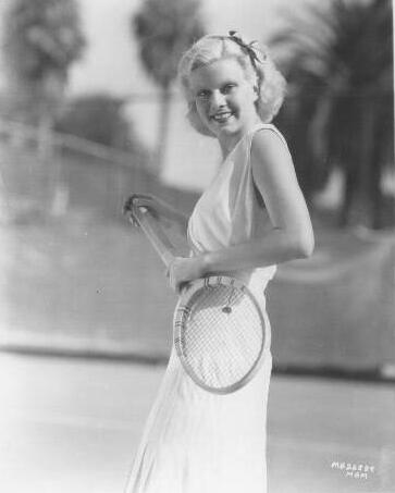 Jean Harlow playing tennis