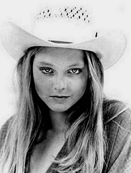 teenage Jodie Foster looking all sexy and sultry in a cowboy hat