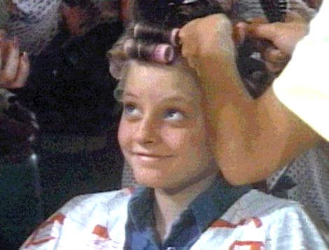 Jodie Foster getting her hair did