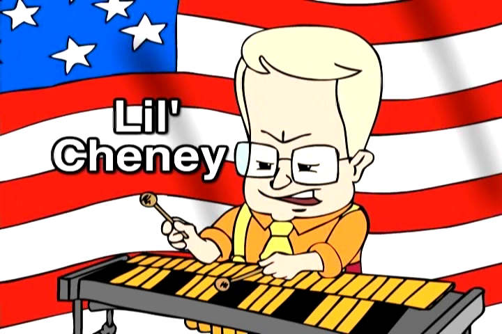 Lil' Dick Cheney playing xylophone