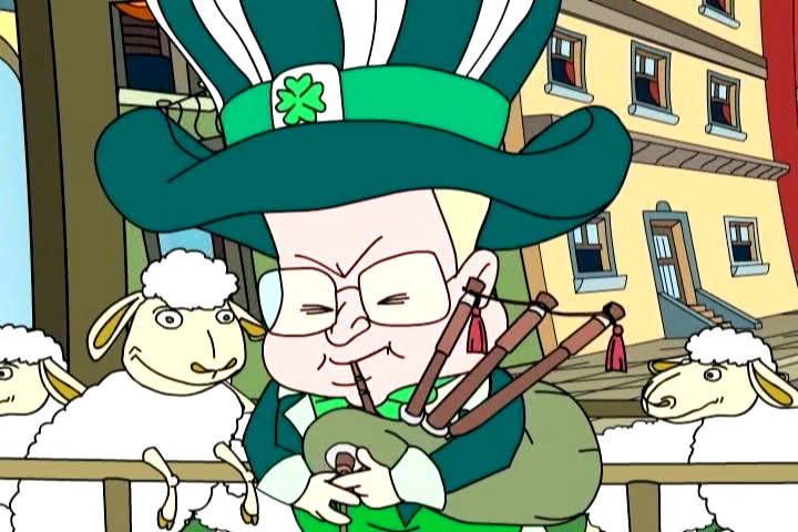 Lil' Dick Cheney playing bagpipe in the St Patrick's Day parade