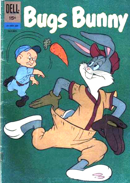 Bugs Bunny playing baseball with a carrot