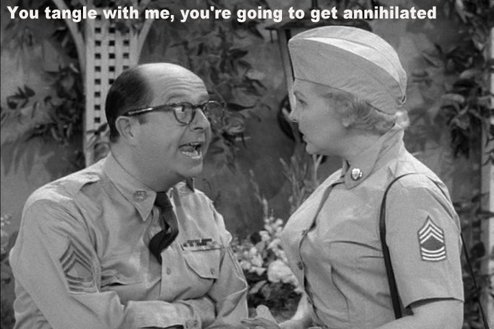 Sgt Bilko giving a warning