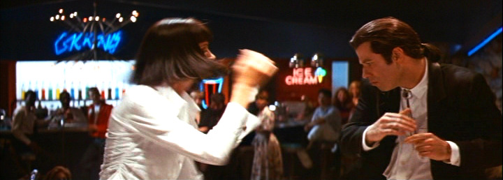 Vincent Vega and Mia Wallace dancing at Jackrabbit Slims