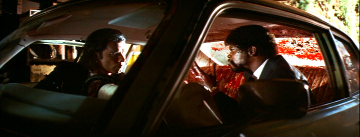 John Travolta and Samuel L Jackson cleaning the bloody car in Pulp Fiction