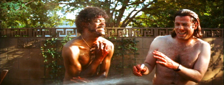 naked Samuel Jackson and nude John Travolta in Pulp Fiction