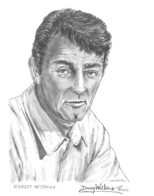 Robert Mitchum drawing by Doug Watkins