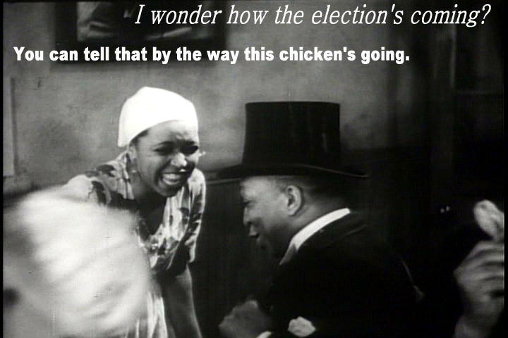 Ethel Waters serving up the chicken on election day