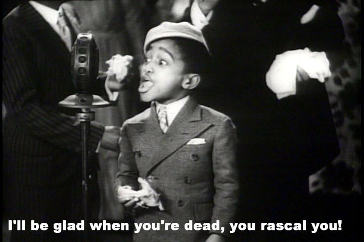 President-elect Sammy Davis Jr says "I'll be glad when you're dead, you rascal you."