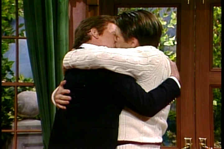 Phil Hartman making out with Alec Baldwin on SNL