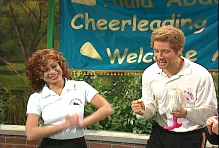 Paula Abdul, David Duchovny, Cheri Oteri, Will Ferrell as SNL Spartan Cheerleaders