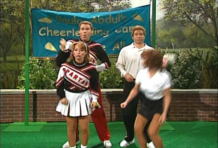 Paula Abdul, David Duchovny, Cheri Oteri, Will Ferrell as SNL Spartan Cheerleaders