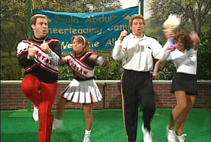 Paula Abdul, David Duchovny, Cheri Oteri, Will Ferrell as SNL Spartan Cheerleaders