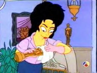 Elizabeth Taylor polishing an Oscar on The Simpsons
