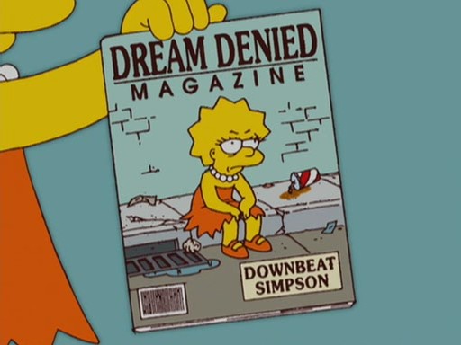Lisa Simpson on the cover of Dream Denied magazine