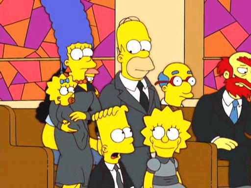 The Simpsons in church