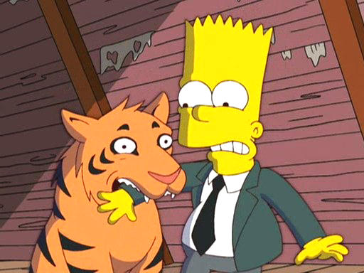 Bart Simpson getting mangled by a tiger