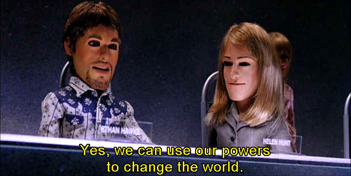 Puppet Ethan Hawke "Yes, we can use our powers to change the world."  Team America picture
