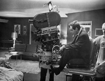 Stanley Kubrick filming a movie