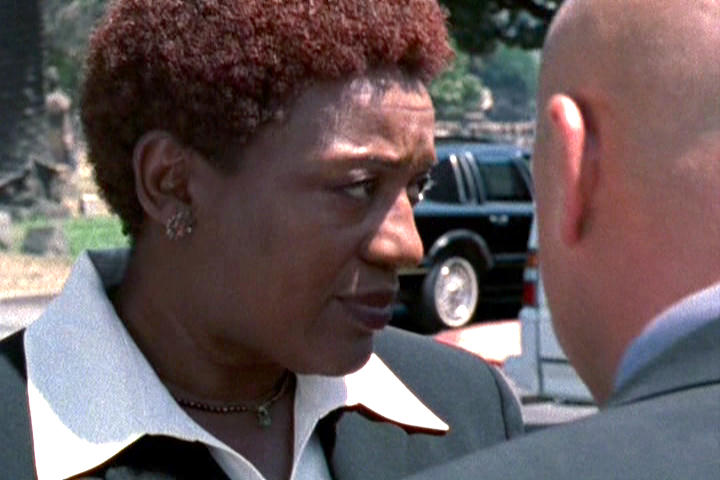 Carol Christine Hilaria Pounder as Claudette Wyms telling Vic Mackey that Lem's not getting a police funeral