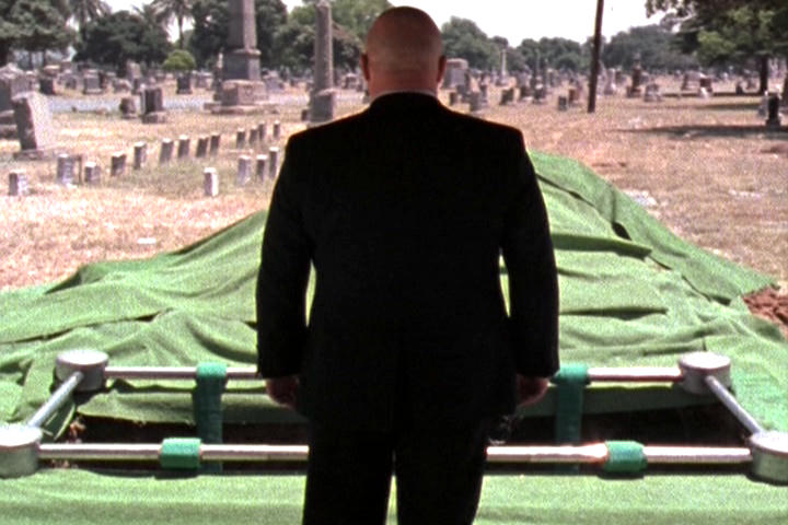 Vic Mackey looks into his best friend's grave