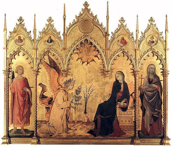 Simone Martini - The Annunciation and Two Saints (1333, Tempera on wood, 184 x 210 cm)