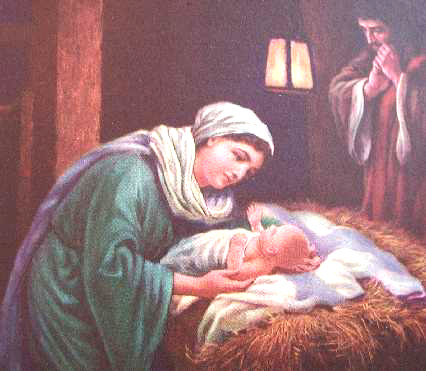 painting of Jesus in the manger