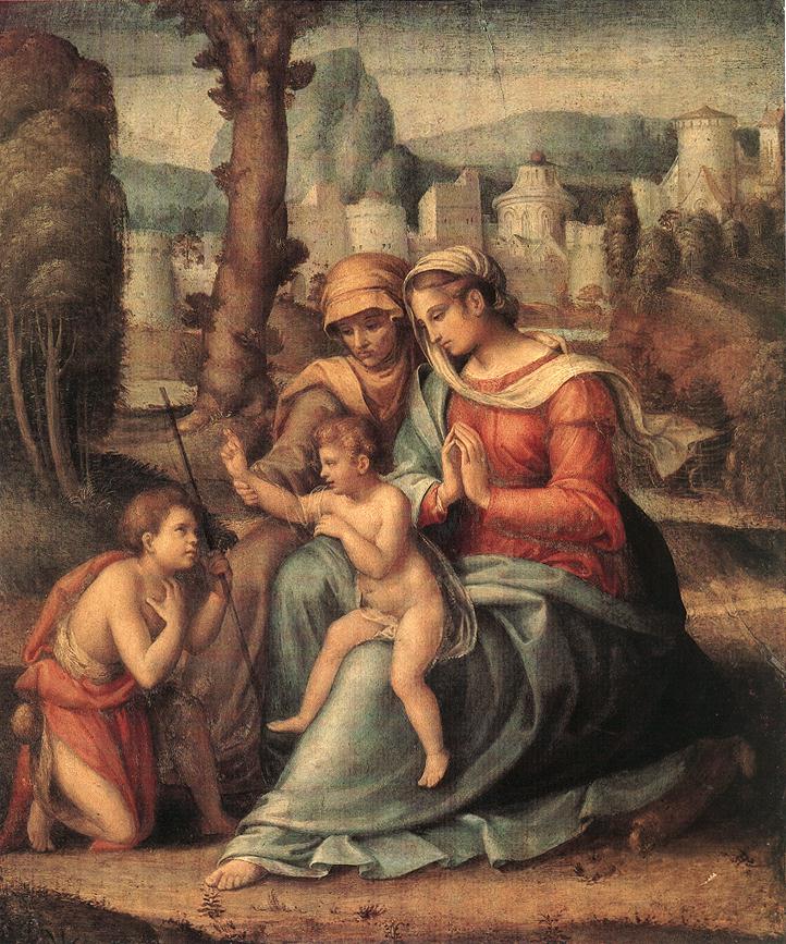 antique painting of toddler Jesus on his mother's knee