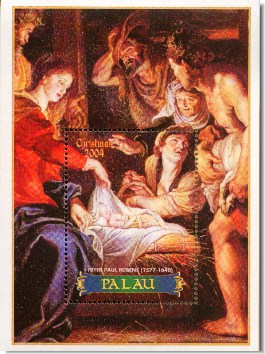 Palau stamp of baby Jesus