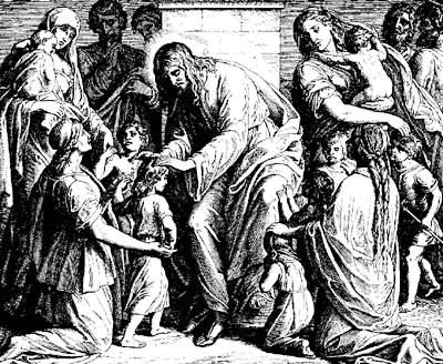 drawing of Jesus with children