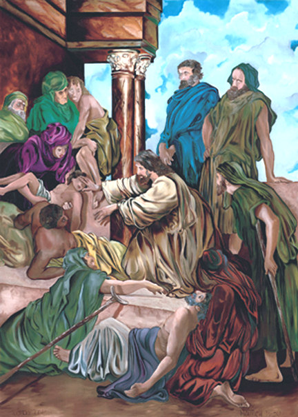 painting of Jesus Christ healing the sick