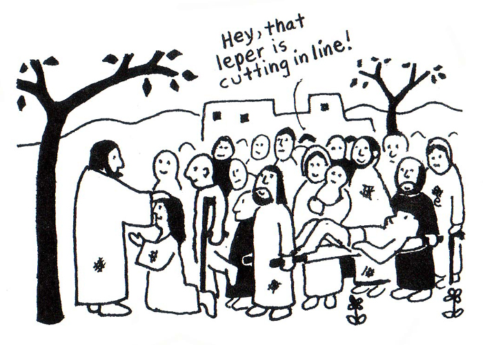 cartoon of Jesus healing the sick