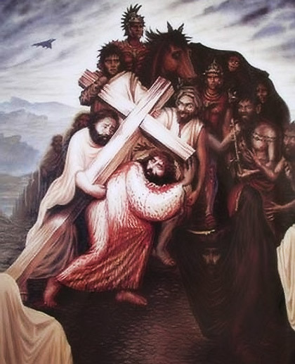 optical illusion of the crucifixion of Christ