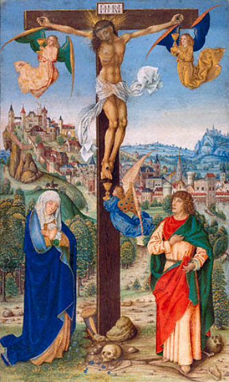 beautiful painting of Jesus Christ hanging on the cross