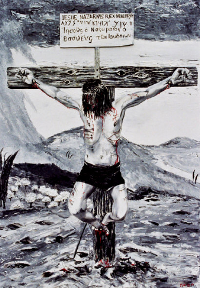 nice dramatic drawing of the crucifixion