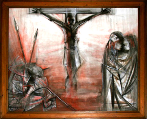 beautiful cubist painting of the crucifixion of Christ