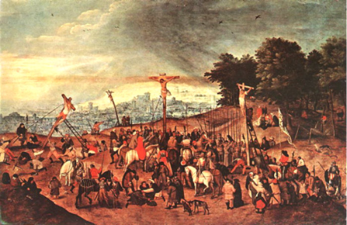 chaotic painting of the crucifixion