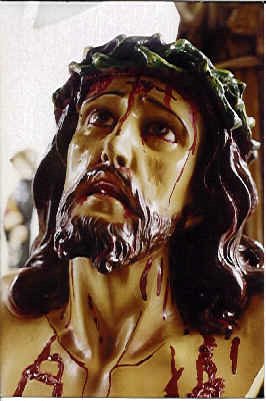 bloody statue of Jesus